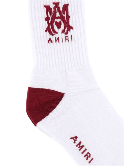 White/bordeaux red cotton socks AMIRI | AMACSK1007WHITE SUN DRIED TOMATO